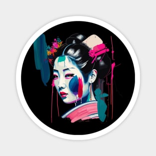 Geisha Girl Head Painting Magnet